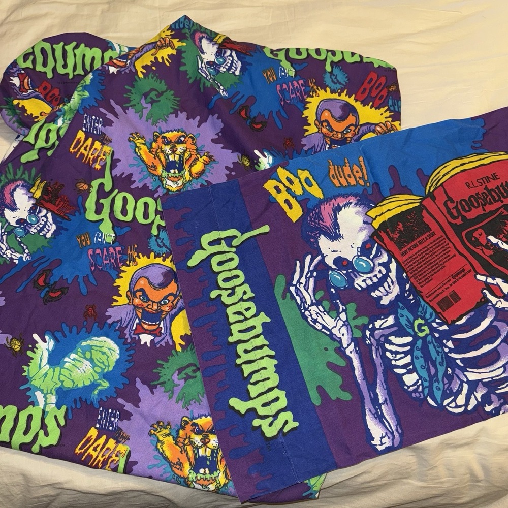 Vintage Goosebumps Fitted Sheet & Pillowcase Twin Size Horror 90s Bedding